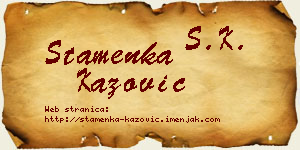Stamenka Kažović vizit kartica